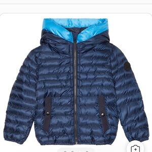 Woolrich Kids Sundance Puffer Jacket in Navy with Blue trim Hood